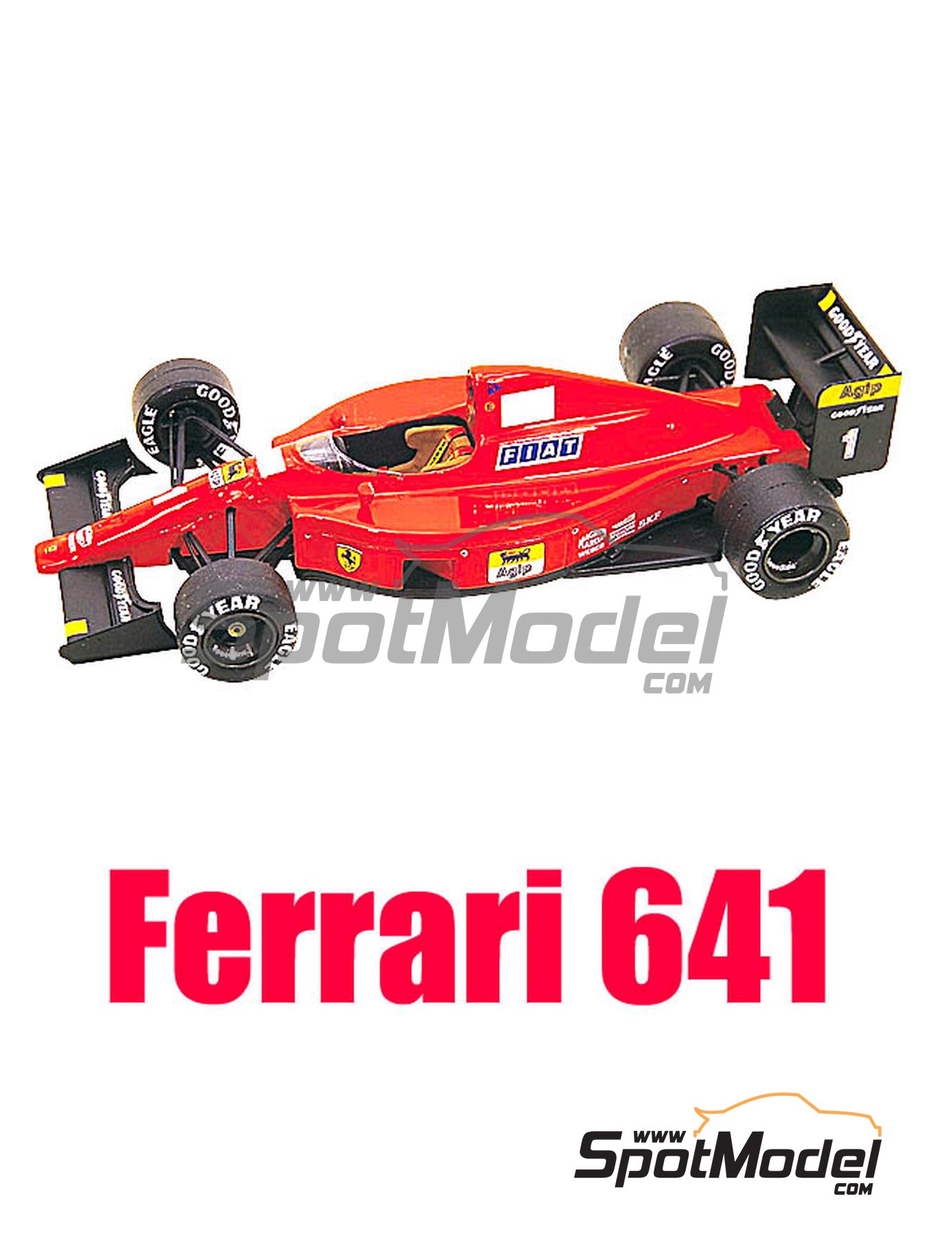 Ferrari 641 Scuderia Ferrari Team sponsored by Agip - USA - United States  of America Formula 1 Grand Prix 1990. Car scale model kit in 1/43 scale manu